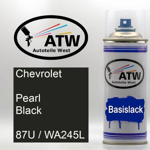 Chevrolet, Pearl Black, 87U / WA245L: 400ml Sprühdose, von ATW Autoteile West.